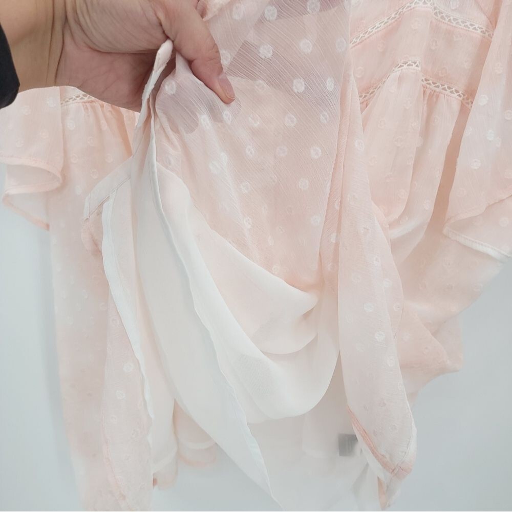 Torrid Coquette Chiffon Clip-Dot Lace Blouse Top Blush Pink Girly Romantic 4X - Picture 6 of 14